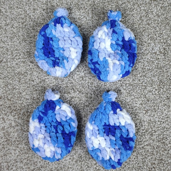 Hand Crafted Other - Handmade Reusable Crochet Water Balloons Set of 4 Blue White Variegated Chenille